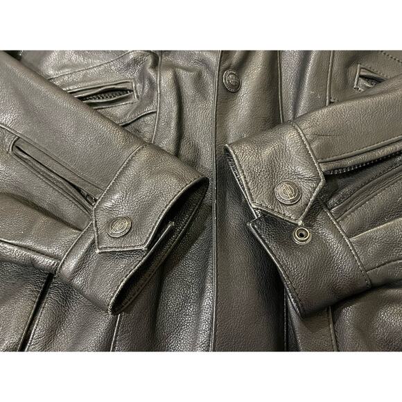 VTG Harley Davidson Motorcycle Black Leather Insulated Vented Biker Jacket XL - Picture 11 of 11